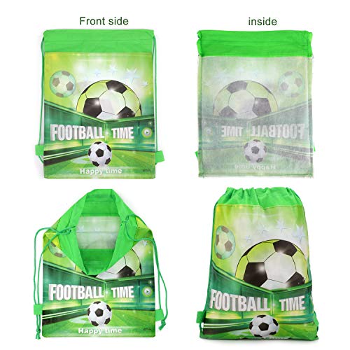 HOWAF 12 Piezas Bolsas con cordón de fútbol Bolsa Regalo Cumpleaños Escolar Bolsas Tela no Tejida para niños Regalo Fiestas Infantiles fútbol cumpleaños de niños