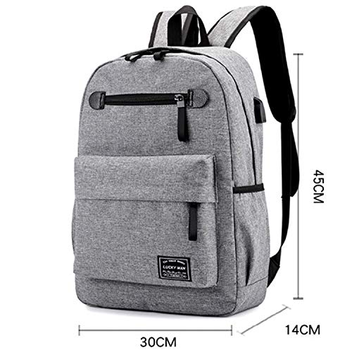 Huhuya Mochila Casual Moda Interfaz de Carga USB Multifunción Bolsa de Viaje Gris para Estudiantes