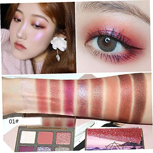 hvxjxk 9 Colores Super Pigmentado Profesional Paleta De Sombra De Ojos Shimmer Mate Polvo Suave Textura Cremosa Blendable Sombra De Ojos Ultra Larga Duración De Maquillaje Paleta (1)