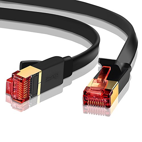 IBRA® 5M Cable de Red Gigabit Ethernet LAN Cat.7 (RJ45) CAT7 (Avanzado) | 10 Gbps a 600 MHz | Cables Chapado en Oro Plug STP | Patch | Router | Módem| Negro Oblato