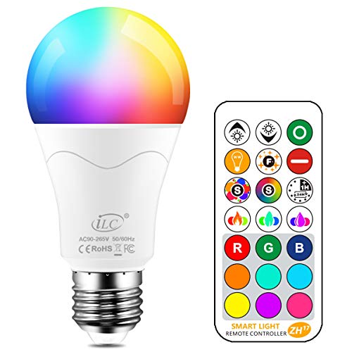 iLC Bombillas Colores RGBW 85W Equivalente LED Bombilla Regulable Cambio de Color Edison 12W E27 - RGB Control remoto Incluido