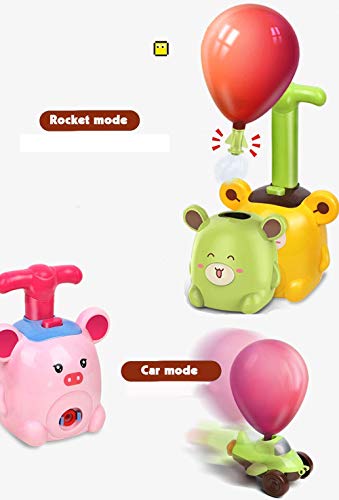 Inertia Flying Power Balloon Car with Rocket Launcher Cartoon Balloon Car Puzzle Toy Science Experimen Toy for Children Gift (marrón)