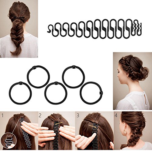 ivencase 28pcs Accesorios de Peinado, Herramientas Accesorios Hacedor Braid Cabello Trenzado Peinado Clip Herramientas para Diseño de Espuma para Niñas Mujeres con pelo DIY