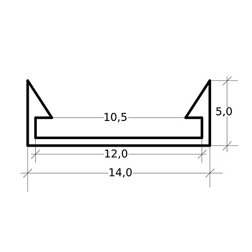 JANDEI - 8 * 1 metro Perfil aluminio tira led con tapa superficie 14 x 5 mm