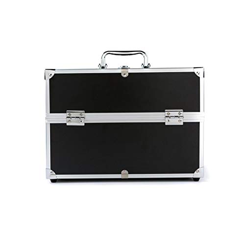 JIANGU - Caja de Maquillaje de 3 Capas, Grande, para esmaltes de uñas, Joyas, Maquillaje, Caja de Maquillaje de Belleza, Espacio Extra Grande, Rosered, Large 100.00watts