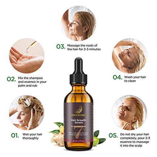 JIM'S STORE Sérum de Crecimiento del Cabello,Aceite para Crecimiento del Cabello Acelerar el Crecimiento del Cabello Estimula el Crecimiento Cabello para Hombres y Mujeres（60ML）