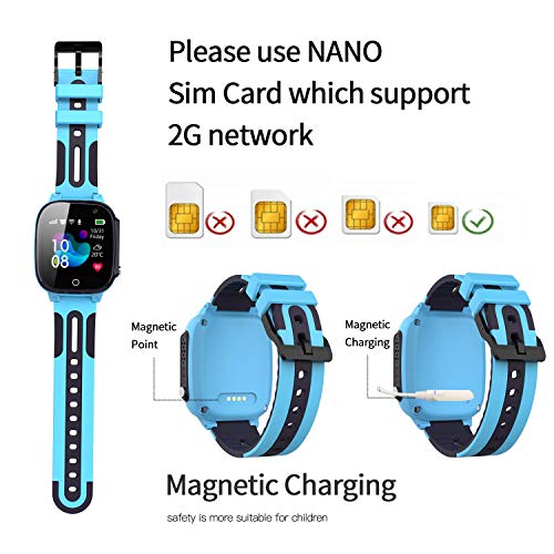 Jslai Niños Smartwatch Impermeable,Reloj Inteligente para Niños,LBS Localizador Reloj del Teléfono,Kids Smartwatch Phone con Call SOS Cámara para Niño Niña Cumpleaños (Azul)