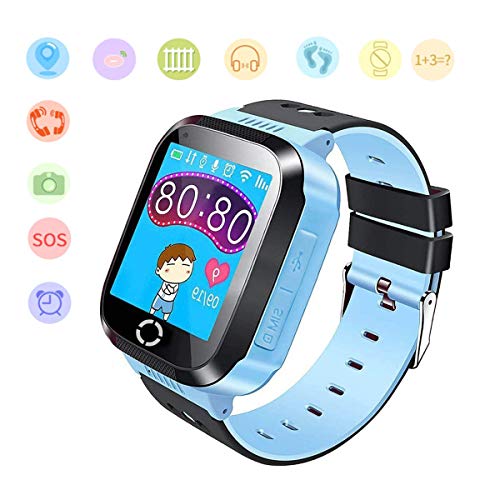 Jslai Niños Smartwatch Relojes, GPS/LBS Kids Smart Watch de Alarma SOS Infantil Relojes de Pulsera Cámara Reloj móvil Mejor Regalo para Niño niña de 3-12 años Compatible con iOS/Android