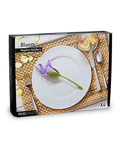 Juego de 4 verde tallo plástico Twist capullos de flores servilleta soportes plus blanco servilletas de papel para hacer Original de mesa