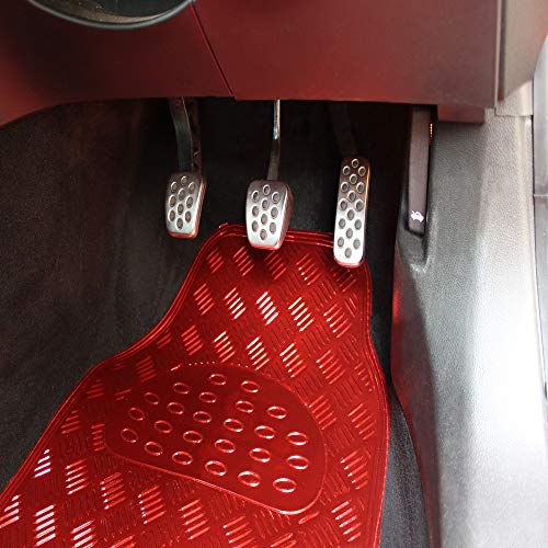 JVL Titan 01-692 Alfombrillas de Goma para Coche con Diseño Metálico, Rojo, 4 Unidades