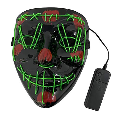 KEEHOM Máscara LED Halloween, Disfraz Luminosa Craneo Esqueleto, para Halloween Navidad Cosplay Grimace Fiesta Festival, Alimentación por Baterías (no Incluidas)