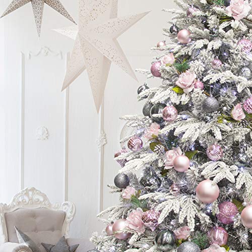 Ki Store 34pcs bolas de navidad adornos para árbol de Navidad bola decorativa, Rosa, 6 cm