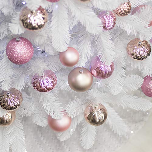 Ki Store 34pcs bolas de navidad adornos para árbol de Navidad bola decorativa, Rosa, 6 cm