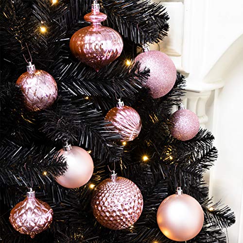 Ki Store 34pcs bolas de navidad adornos para árbol de Navidad bola decorativa, Rosa, 6 cm