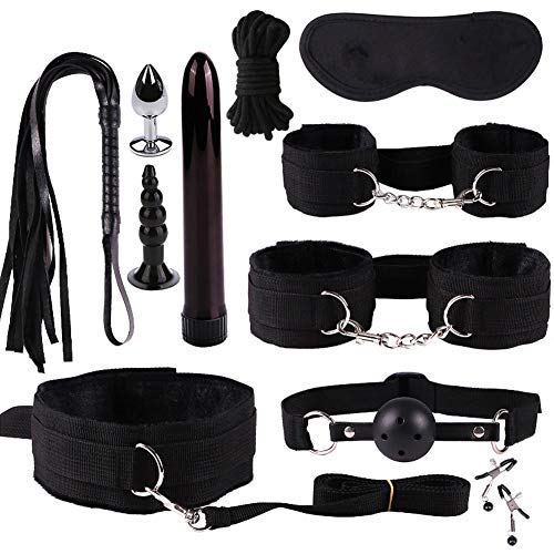 Kindlyperson 11 Piezas SM Bondage Nuevo Peluche Aumentar la Felicidad Sexual Especial Atado Encuadernación Nylon Kits de Masajes Eróticos de Cuero para Principiantes y Personas con Experiencia