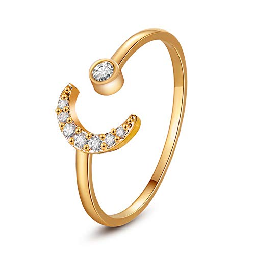 KingbeefLIU Anillo Clásico Mujer Estrella Luna Diseño Anillo De Apertura Ajustable Joyería Regalo Decoración 2