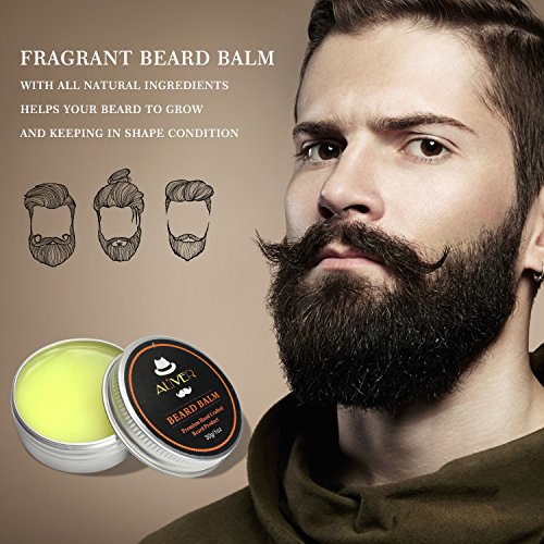 Kit Barba Cuidado para Hombre Crecimiento, Aseo y Recorte de, Aceite Barba Acondicionador, Cera Bálsamo Barba y Bigote,Cepillo para Barba, Peine Barba, Tijeras Barba, El Mejor Regalo Perfecto