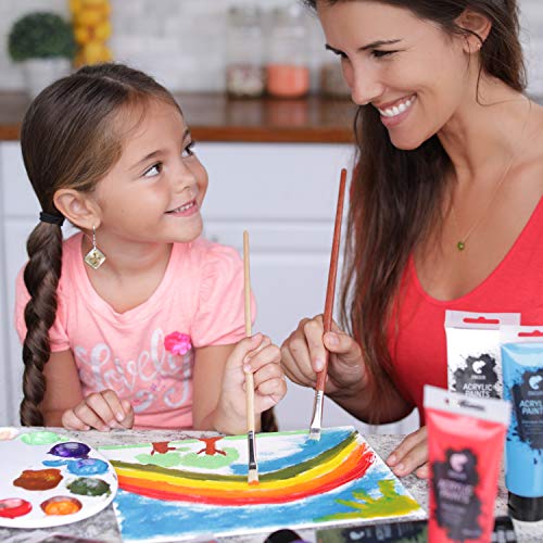 Kit de 12 Pinturas Acrílicas, 12 Tubos de 120ml, 12 Colores Zenacolor - Pinturas para Lienzo, Maderas, Ocios Creativos, tanto para Adultos como para Niños.