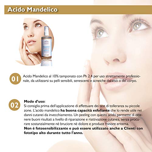 Kosmitaly - Ácido mandélico profesional para cara y cuerpo, 100 ml, producto natural