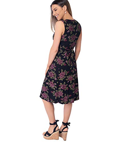 KRISP 6252-BLK-08, Vestido Corto Patinadora Vuelo Fruncido Busto, Negro (6252), 36