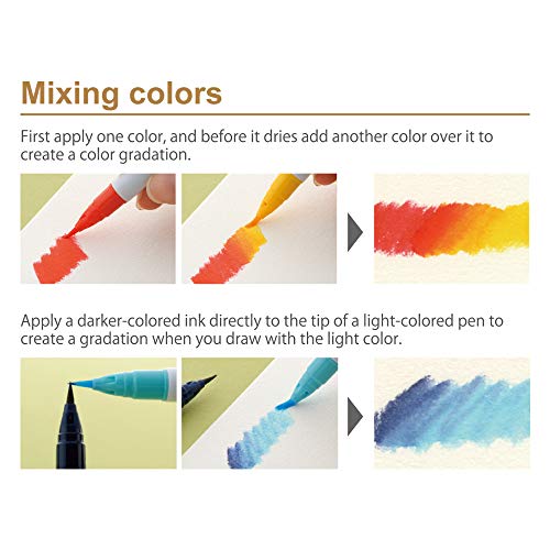 Kuretake Clean Color Real Brush Pen - 6 Color Set (japan import)