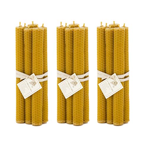 L'Abella 100% 3 x 6 velas de cera de abeja de España – Producto natural puro – directamente del apicultor – aroma a miel – hechas a mano – velas con aprox. 20 cm x 2 cm