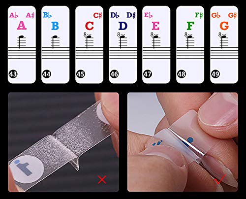 LABOTA 2 Pack piano pegatinas para 88/61/54/49/37 Key Keyboard - Pegatinas para pianos o teclados - transparentes y removibles