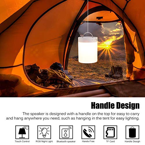 Lámpara de altavoz Bluetooth, sensor táctil inteligente Lámpara de noche con cambio de color Lámpara de noche Luz de camping con gancho Lámpara de mesa LED regulable para dormitorio, sala de estar