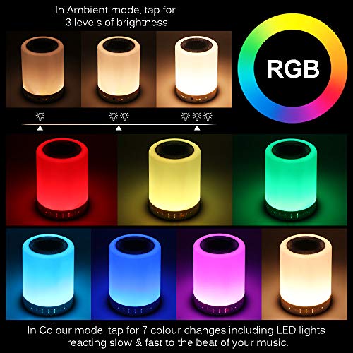 Lámpara de altavoz Bluetooth, sensor táctil inteligente Lámpara de noche con cambio de color Lámpara de noche Luz de camping con gancho Lámpara de mesa LED regulable para dormitorio, sala de estar