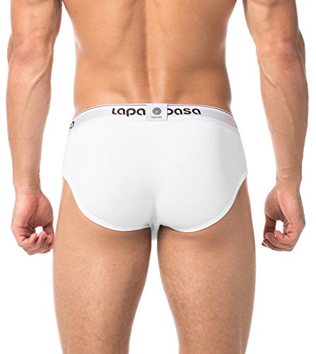 LAPASA Calzoncillo Slip Pack de 4 de Algodón Peinado para Hombre con Soporte Frontal. M04