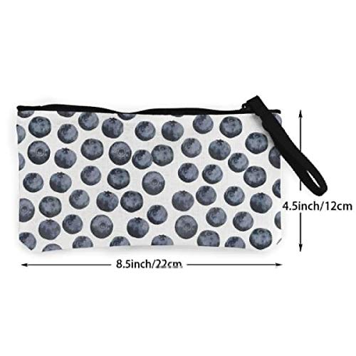 Lawenp Monedero de Lona Women Girls Teens Tees Blueberry Fruit Canvas Smartphone WristletsCoin Purses Make Up Bag Cellphone Clutch Purse with Wrist Strap