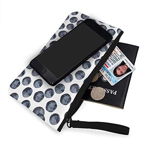 Lawenp Monedero de Lona Women Girls Teens Tees Blueberry Fruit Canvas Smartphone WristletsCoin Purses Make Up Bag Cellphone Clutch Purse with Wrist Strap