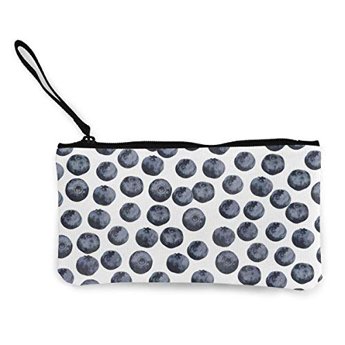 Lawenp Monedero de Lona Women Girls Teens Tees Blueberry Fruit Canvas Smartphone WristletsCoin Purses Make Up Bag Cellphone Clutch Purse with Wrist Strap