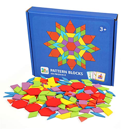 LEADSTAR Tangram Puzzle, Tangram Madera Shape Puzzle Set Rompecabezas Tangram de Madera Kids Educativos Juegos y Juguetes con 155 Piezas de Formas Geométricas y 24 Diseños