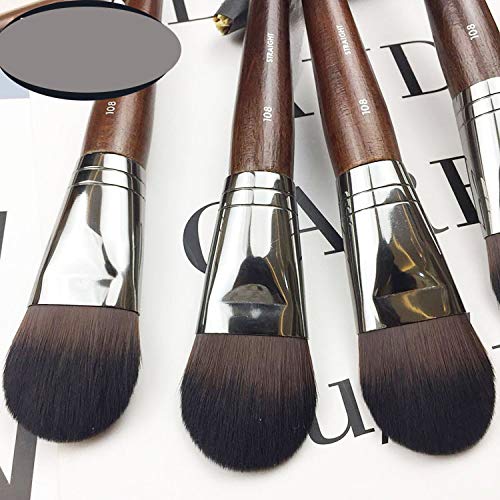 LEDADIE Make-up Pinsel Cepillo de máscara facial profesional Mango de madera Forma de lengua Cepillo de base líquida de fibra firme y plana BB Cream LEDADIE Brush-M108