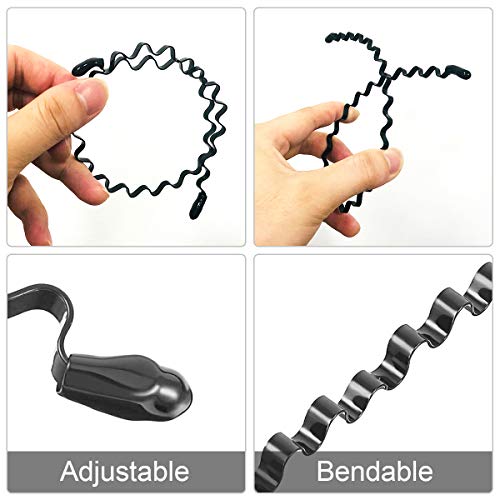 Ledeak 5 Piezas Diademas de Metal, Banda para el Pelo Multiestilo Unisex Flexible, Portátil Elástico Primavera Ondulado Deportes Pelo Aro Accesorios, para Mujeres y Hombres