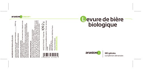 LEVADURA DE CERVEZA ECOLÓGICA * 500mg / 180 cápsulas vegetales * Prevención del envejecimiento * Fabricado en Francia * Calidad controlada por certificado de análisis * Garantía de satisfacción o reembolso