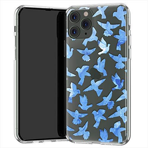 Lex Altern TPU Funda para Apple iPhone 11 Pro SE XS MAX XR 8 X 7 Plus 6s 5 Art Doves Transparente Carcasa Aves Chicas Cubierta Linda Ligera Blue Teen Delgado Flying Niñas Kawaii uk0737