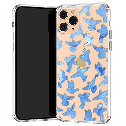 Lex Altern TPU Funda para Apple iPhone 11 Pro SE XS MAX XR 8 X 7 Plus 6s 5 Art Doves Transparente Carcasa Aves Chicas Cubierta Linda Ligera Blue Teen Delgado Flying Niñas Kawaii uk0737