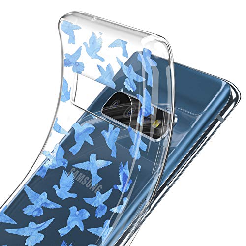 Lex Altern TPU Funda para Samsung Galaxy S20 Plus 5G S10e Note 10 9 Art Doves Transparente Carcasa Aves Chicas Cubierta Linda Ligera Blue Teen Delgado Flying Suave Niñas Kawaii uk0737