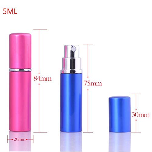 lhmlyl Botella sprayMUB-5ml / 10ml Mini Botella de Perfume Recargable portátil de Aluminio de Viaje con Spray y envases cosméticos vacíos con atomizador-5ml_Azul