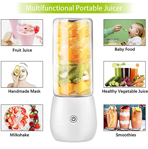 Licuadora Portátil, Mini Batidora Personal para Batidos y Smoothies con 6 Cuchillas 3D y Vaso Exprimidor de 450 ml, 4000mAh batería con USB Recargable para Fruta, Verdura, Smoothies, Milkshake