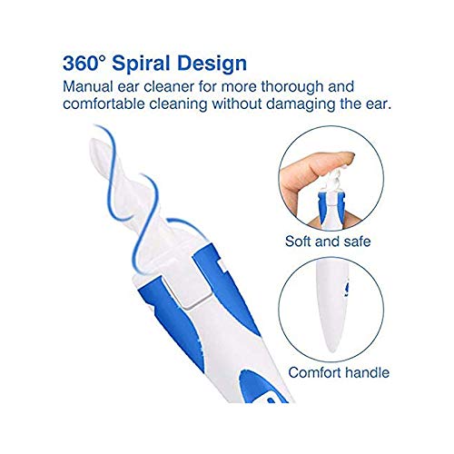 Limpiador de Oídos, Limpia Cera Oidos Q grips Cera Oidos, Kit de limpieza Para Oídos, Sistema Espiral Inteligente, con Mango y 16 Puntas Lavables, Adecuado para y familias