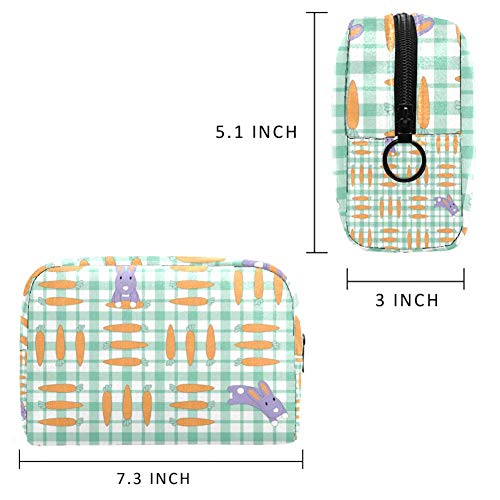 Lindo conejo y zanahoria Oxford tela maquillaje bolsa monedero monedero organizador multifuncional bolso de tela hecho a mano para las mujeres