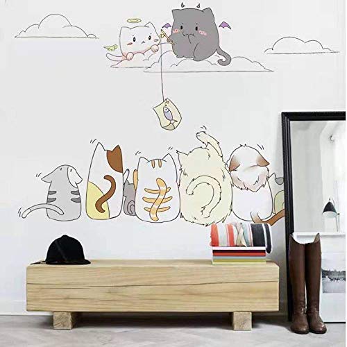 Lindo gato etiqueta de la pared animal lindo decoración del hogar divertido jardín de infantes decoración de la habitación de los niños extraíble vinilo wallpaper50x70cm