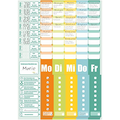 Liste des cartables – liste de contrôle pour les paquets quotidiens de la poche scolaire avec plan de travail et fixation murale