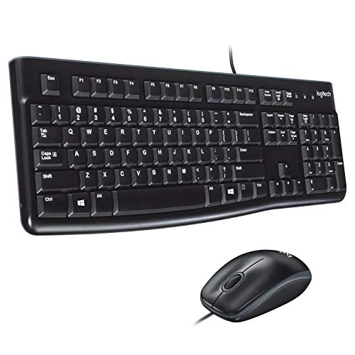 Logitech MK120 Combo Teclado y Ratón con Cable para Windows, Ratón Óptico con Cable, Conexión USB Plug And Play, Cómodo, Tamaño Normal, PC/Portátil, Disposición QWERTY Español, color Negro