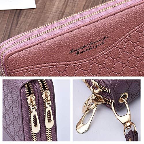 longer Cartera De Mujer Protección RFID Cartera Larga De Múltiples Tarjetas para Mujer Cartera De Pulsera De Doble Cremallera De Gran Capacidad