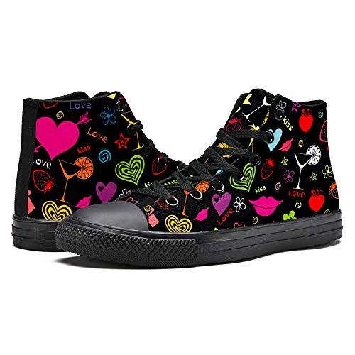 LORVIES Kiss Love Pattern - Zapatillas deportivas de tela para hombre, (multicolor), 45 EU