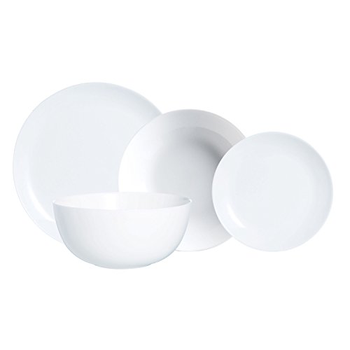 Luminarc Vajilla Redonda 19 Piezas Modelo Diwali Combinadas, Vidrio Opal, Blanco